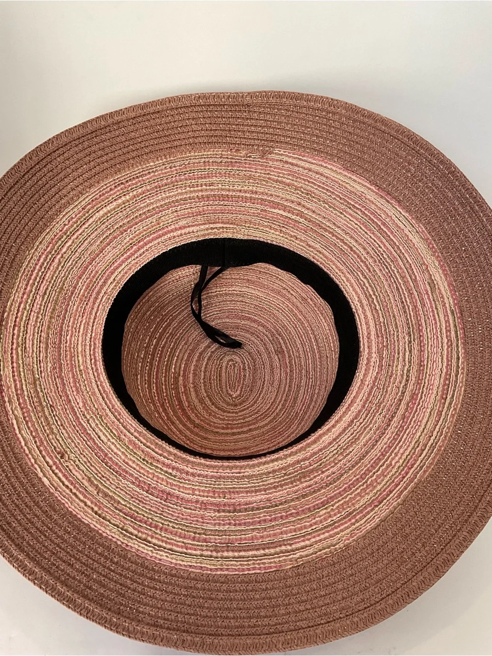 Women's Dusty Pink Straw Wide Brim Sun Hat with Tassel Accent